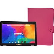 Linsay 10.1" Tablet with Case, WiFi, 2GB RAM, 35GB Storage, Android 12, Black/Pink (F10IPBCPINK)