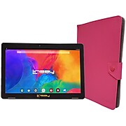 Linsay 10.1" Tablet with Case, WiFi, 2GB RAM, 35GB Storage, Android 12, Black/Pink (F10IPBCPINK)