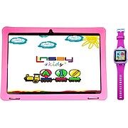 Linsay 10.1" Tablet with Case and Smartwatch, WiFi, 2GB RAM, 32GB Storage (Android 11), Black/Pink (F10IPKPWP)
