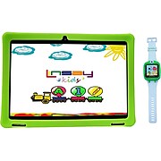 Linsay 10.1" Tablet with Case and Smartwatch, WiFi, 2GB RAM, 32GB Storage (Android 11), Black/Green (F10IPKGWG)