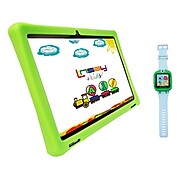 Linsay 10.1" Tablet with Case and Smartwatch, WiFi, 2GB RAM, 32GB Storage (Android 11), Black/Green (F10IPKGWG)