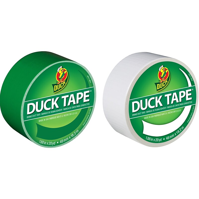 Duck Heavy Duty Duct Tapes, 1.88" x 20 Yds., Green/White, 2 Rolls/Pack (DUCKGW-STP) image 1