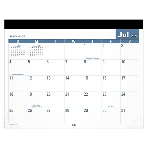 2021-2022 At-A-Glance 17" X 21.75" Academic Desk Pad Calendar, White (Sklpay-32-22) | Staples