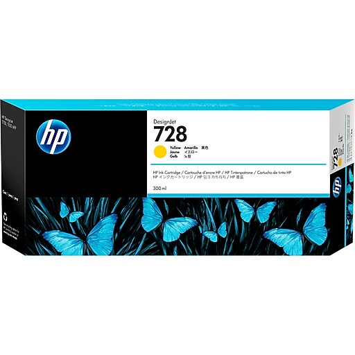 HP 728 イエローインクカートリッジ 300ml HP 728 Yellow High Yield Ink Cartridge, 300 ml (F9K15A) | Staples