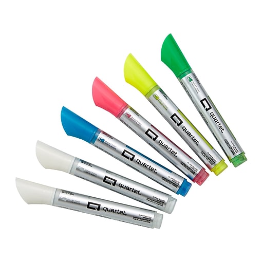 Quartet Dry Erase Markers, White/Neon Pink/Neon Green/Neon Blue/Neon