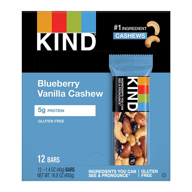 KIND Gluten Free Blueberry Vanilla & Cashew Nut Bar, 12 Bars/Box (PHW18039) image 1