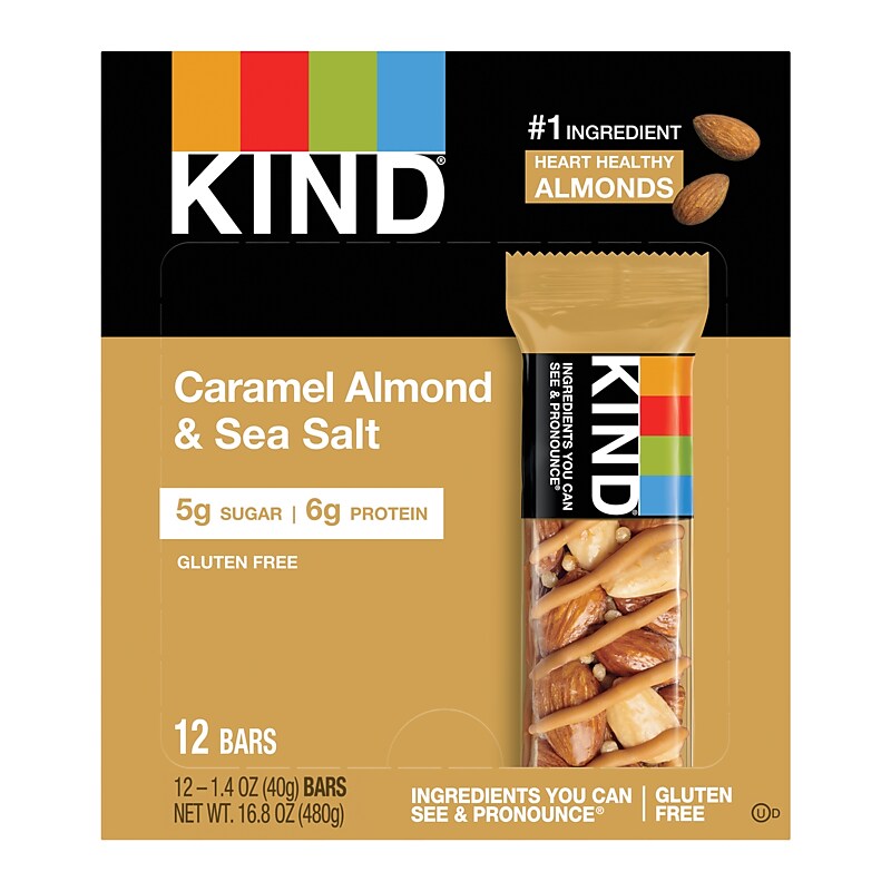 KIND Gluten Free Caramel Almond & Sea Salt Nut Bars, 1.4 oz, 12/Box (PHW18533) image 1