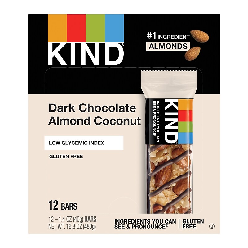 KIND Gluten Free Dark Chocolate & Coconut Nut Bar, 12 Bars/Box (PHW19987) image 1