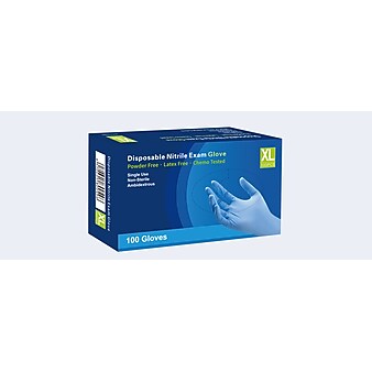 Powder Free Nitrile Exam Gloves, Latex Free, XL, 100/Box (NM3514-X)
