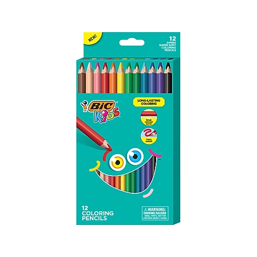 BIC Kids Jumbo Colored Pencils, Assorted Colors, 12/Pack (BKCPJ12AST