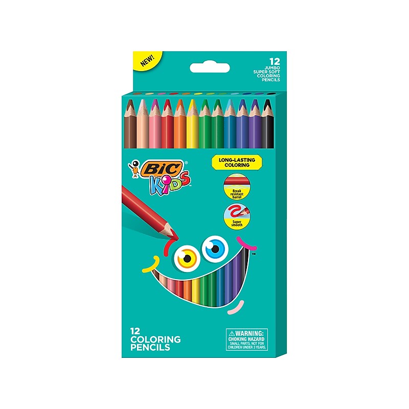 BIC Kids Jumbo Colored Pencils, Assorted Colors, 12/Pack (BKCPJ12-AST) image 1