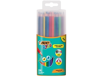 BIC Kids Evolution Colored Pencils, Assorted Colors, 24/Case (BKCPP24-AST)