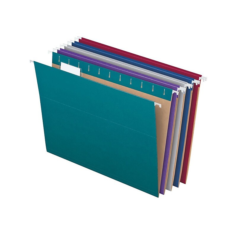 Pendaflex Recycled Hanging File Folders, 1/5-Cut Tab, Letter Size, Assorted Colors, 25/Box (PFX81667) image 1