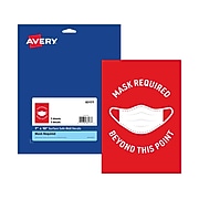 Avery Safety Wall Sign, 7" x 10", Red/White, 5/Pack (83177)