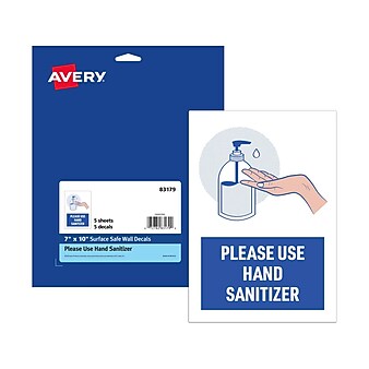 Avery Safety Wall Sign, 7" x 10", White/Blue, 5/Pack (83179)