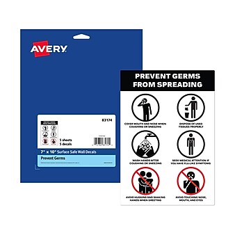 Avery Safety Wall Sign, 7" x 10", White/Black, 5/Pack (83174)