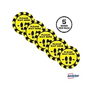 Avery Social Distance Floor Decal, 10.5" x 10.5", Yellow/Black, 5/Pack (83020)
