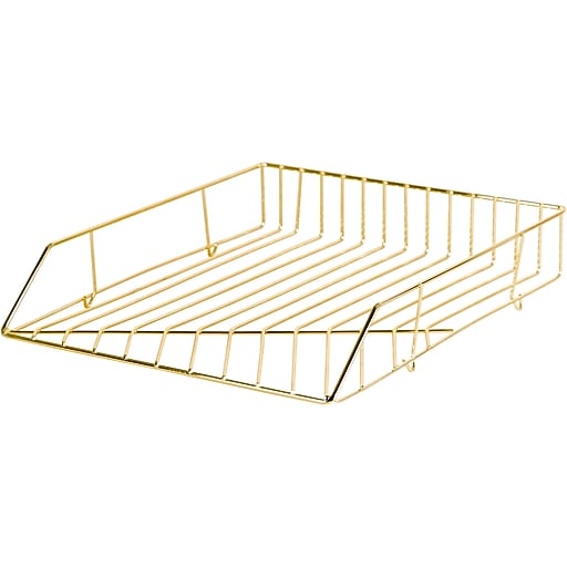 U Brands Vena Metal Wire Paper Tray, Gold (3233A0312) Staples