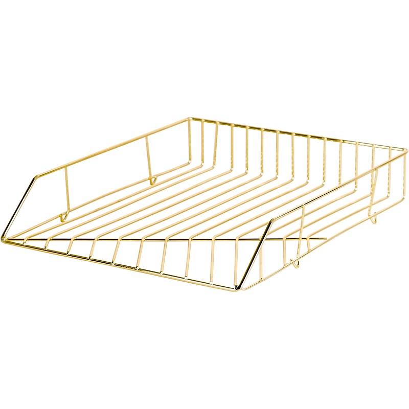 U Brands Vena Metal Wire Paper Tray, Gold (3233A03-12) image 1