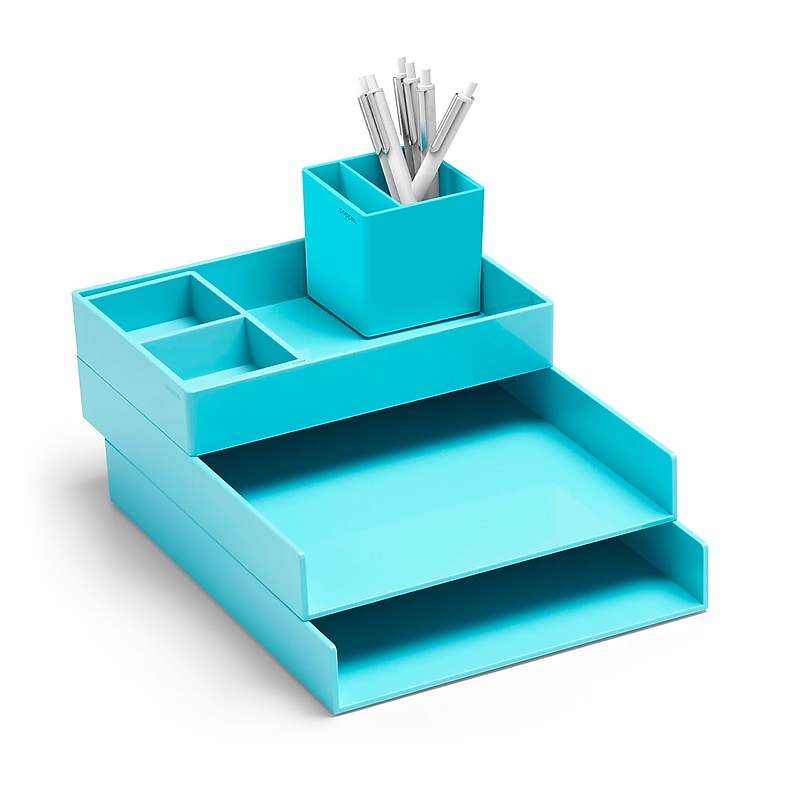 Poppin Super Stacked Plastic Set, Aqua (101684) image 1