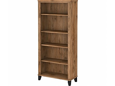 Bush Furniture Somerset 65"H 5-Shelf Bookcase with Adjustable Shelves, Fresh Walnut Laminated Wood (WC81365)