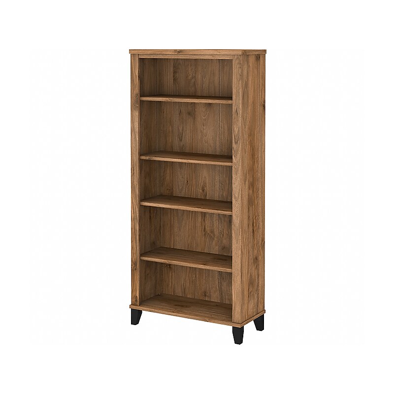 Bush Furniture Somerset 65"H 5-Shelf Bookcase with Adjustable Shelves, Fresh Walnut Laminated Wood (WC81365) image 1