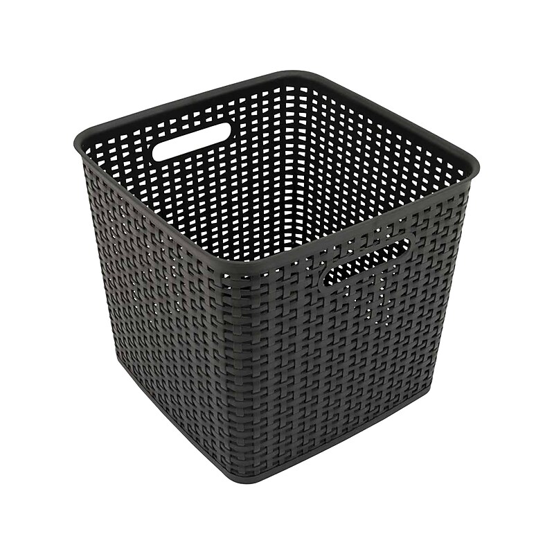 Advantus Extra Large Plastic Weave Basket, Black (37519) image 1