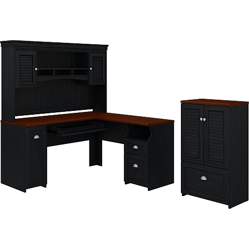 Bush Furniture Fairview 60" LShaped Desk with Hutch, Storage