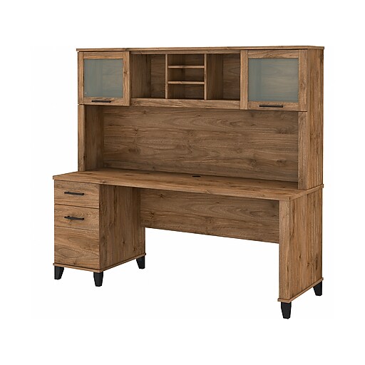 Bush Furniture Somerset 72" Computer Desk with Drawers and Hutch, Fresh