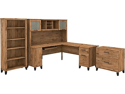 Fairview 60W L Shaped Desk With Drawers And Cabinet By Bush Furniture - On Sale - Bed Bath & Beyond - 31451729