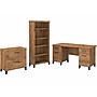 Bush Furniture Somerset 60" Computer Desk with Lateral File Cabinet and 5-Shelf Bookcase, Fresh Walnut (SET013FW)~#|#~sp108325825_sc7