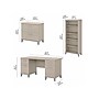 Bush Furniture Somerset 60" Computer Desk with Lateral File Cabinet and 5-Shelf Bookcase, Sand Oak (SET013SO)~#|#~sp108325984_sc7