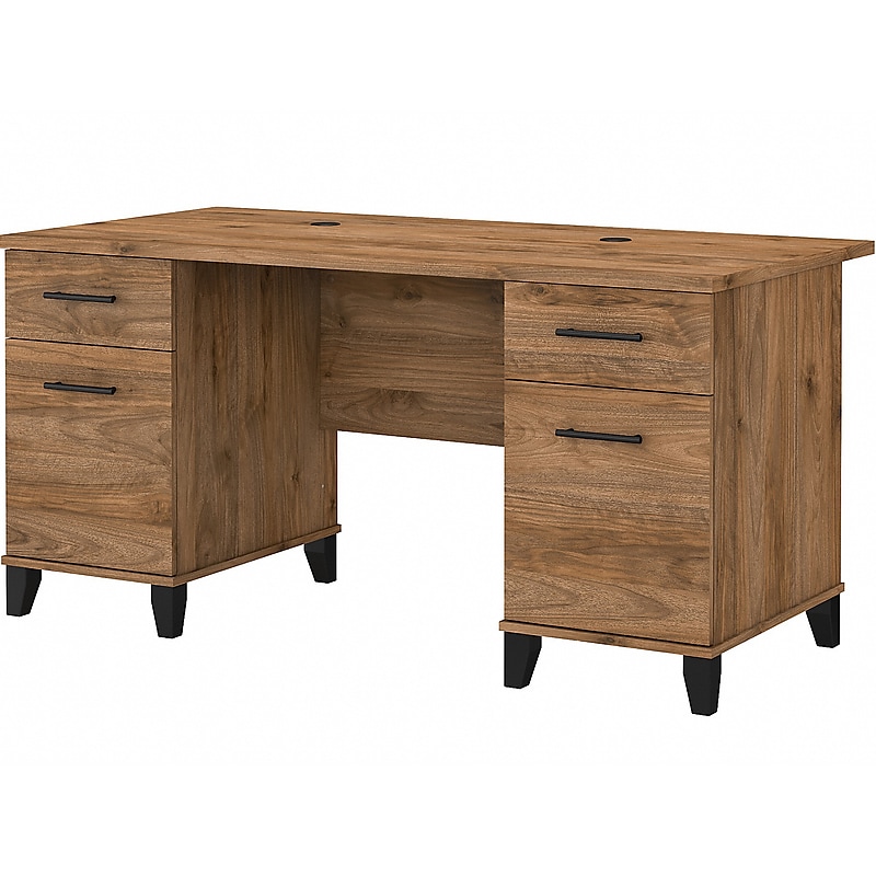 Bush Furniture Somerset 60"W Office Desk with Drawers, Fresh Walnut (WC81328K) image 1