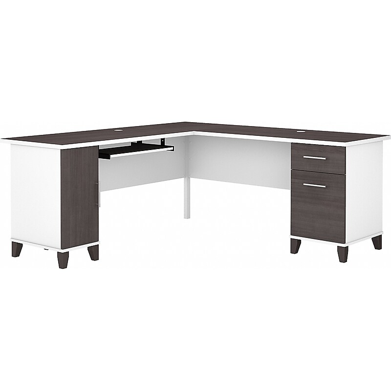 Bush Furniture Somerset 72"W L Shaped Desk with Storage, Storm Gray/White (WC81010K) image 1