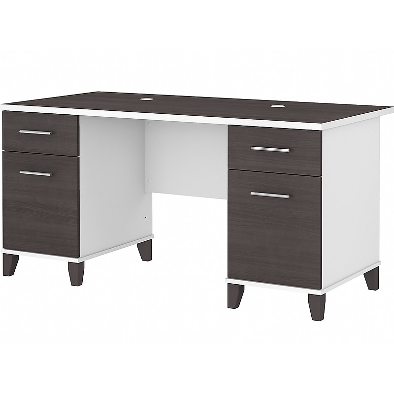 Bush Furniture Somerset 60" Computer Desk, Storm Gray/White (WC81028K) image 1