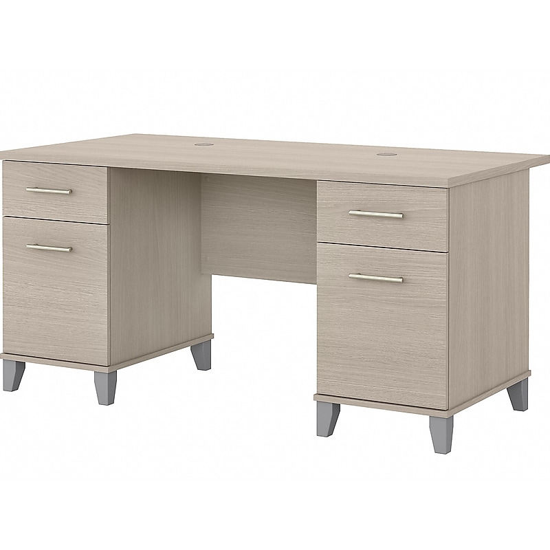 Bush Furniture Somerset 60"W Office Desk with Drawers, Sand Oak (WC81128K) image 1