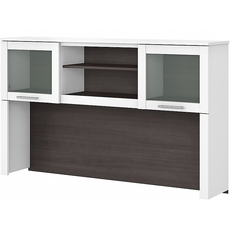 Bush Furniture Somerset 60"W Desktop Hutch, Storm Gray/White (WC81031) image 1