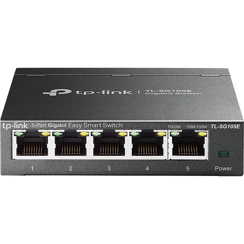 TP-LINK Easy Smart 5-Port Gigabit Ethernet Smart Switch, 10/100/1000 Mbps, Black (TL-SG105E) image 1