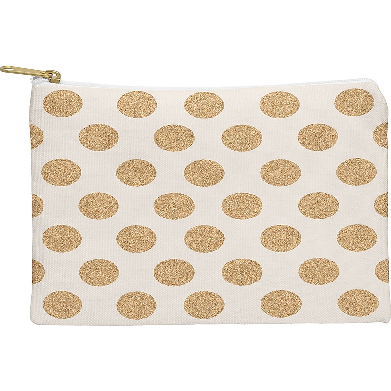 DENY Designs Allyson Johnson 11.75" Polyester Travel Pouch, Water Resistant, Gold Dots (14485-wpofmd) image 1