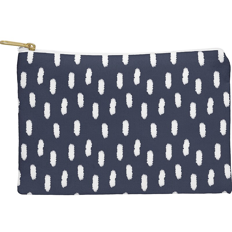 DENY Designs Allyson Johnson 11.75" Polyester Travel Pouch, Water Resistant, Navy Strokes (14485-wpofmd) image 1