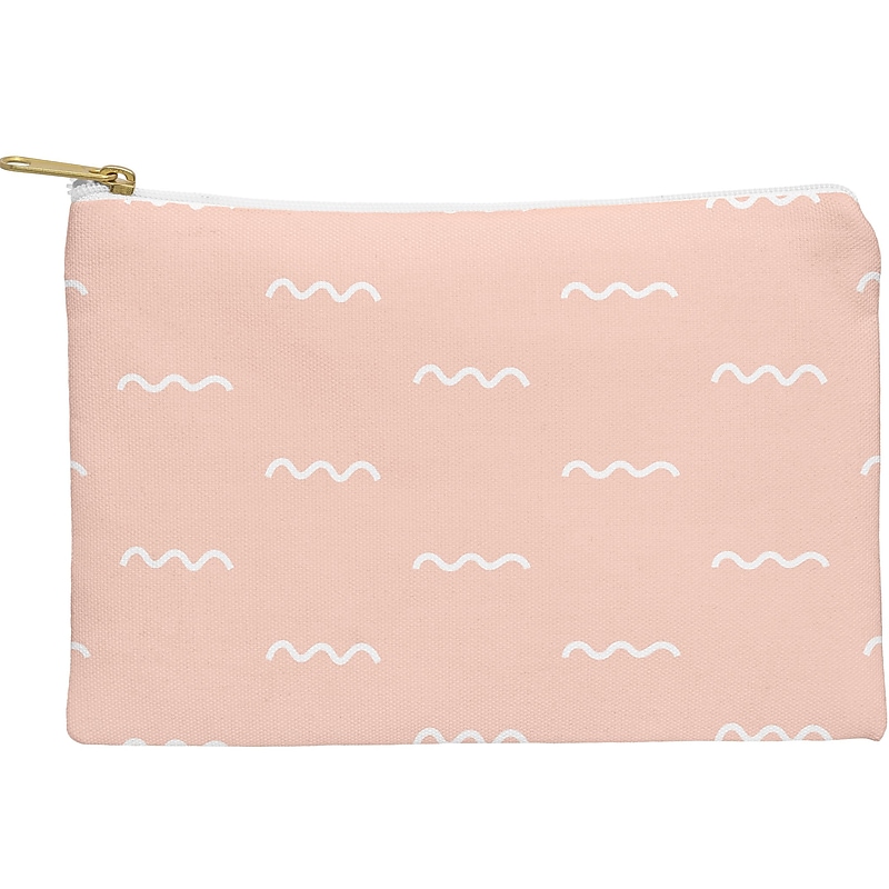 DENY Designs Kelly Haines 11.75" Polyester Travel Pouch, Water Resistant, Peach Squiggle (14485-wpofmd) image 1
