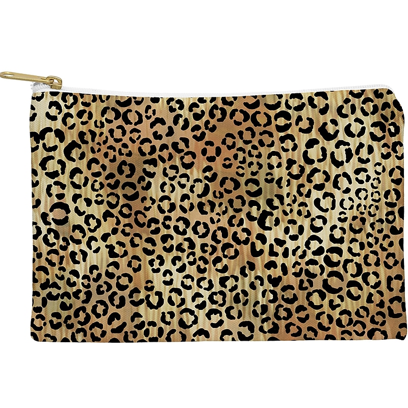 DENY Designs Schatzi Brown 8.5" Polyester Travel Pouch, Water Resistant, Leopard Tan (61901-wpofsm) image 1