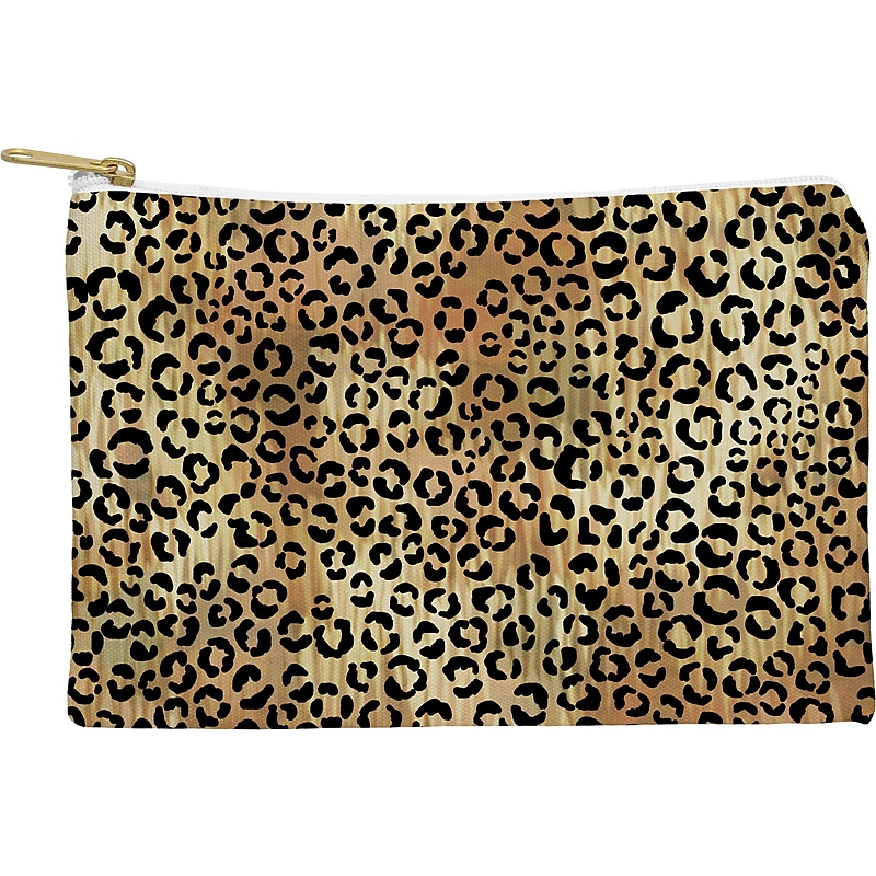 DENY Designs Schatzi Brown 11.75" Polyester Travel Pouch, Water Resistant, Leopard Tan (14485-wpofmd) image 1