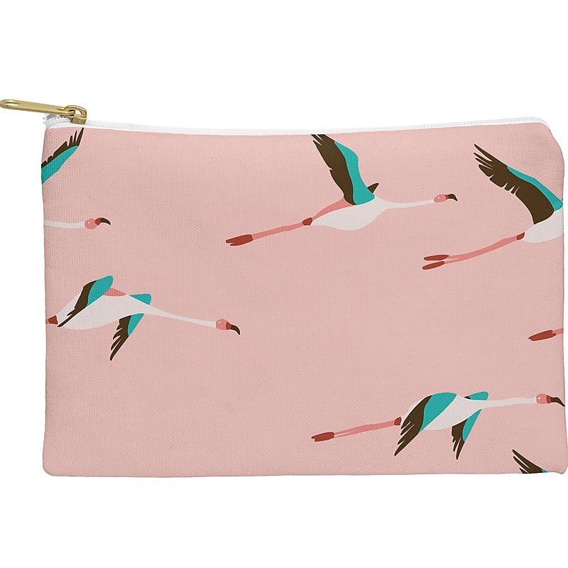 DENY Designs Holli Zollinger 8.5" Polyester Travel Pouch, Water Resistant, Flamingo Pink (61901-wpofsm) image 1