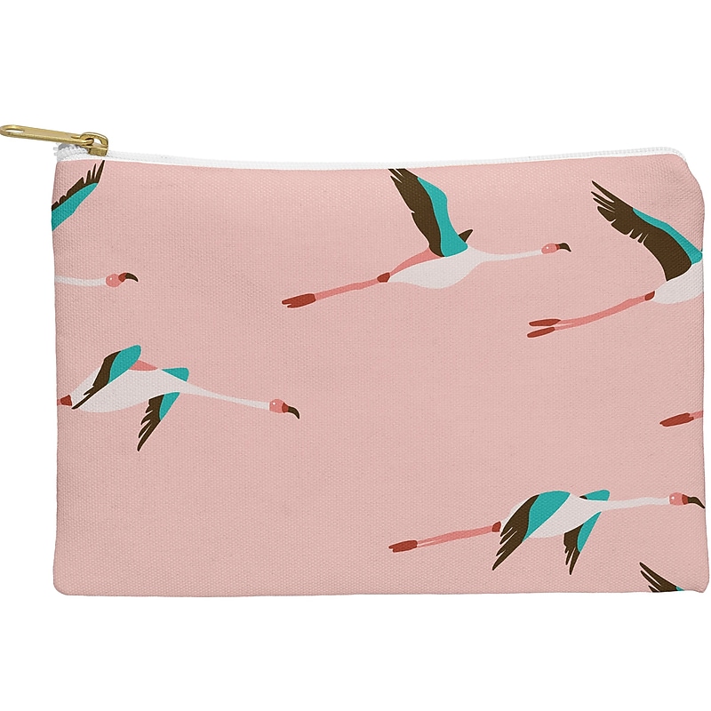 DENY Designs Holli Zollinger 11.75" Polyester Travel Pouch, Water Resistant, Flamingo Pink (14485-wpofmd) image 1