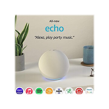 Amazon Echo (4th Gen) Wi-Fi, Bluetooth Wireless Smart Speaker, Glacier White (B07XKF75B8)