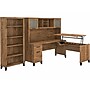 Bush Furniture Somerset 72"W 3 Position Sit to Stand L Shaped Desk with Hutch and Bookcase, Fresh Walnut (SET017FW)~#|#~sp108409435_sc7