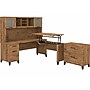 Bush Furniture Somerset 72"W 3 Position Sit to Stand L Shaped Desk with Hutch and File Cabinet, Fresh Walnut (SET016FW)~#|#~sp108409451_sc7