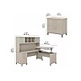 Bush Furniture Somerset 72"W 3 Position Sit to Stand L Shaped Desk with Hutch and File Cabinet, Sand Oak (SET016SO)~#|#~sp108409508_sc7