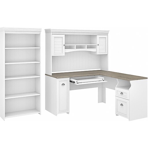 Bush Furniture Fairview 60" LShaped Desk with Hutch and 5Shelf